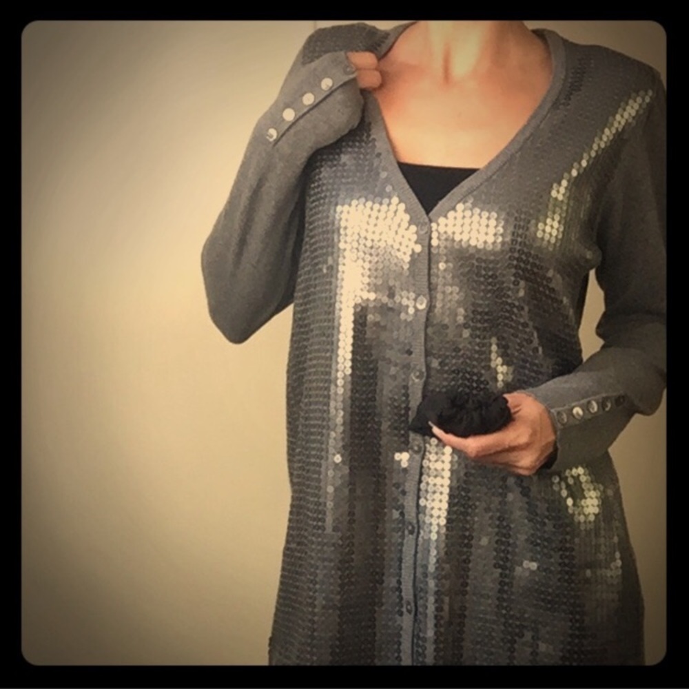 Grey & Silver Sequin Cardigan
